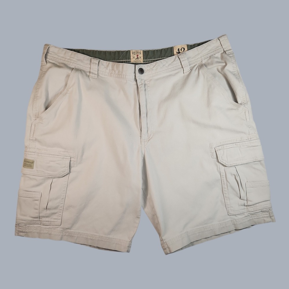 Red Head Men's 42 Cargo Shorts Beige Khaki Cotton Outdoor Hiking Utility Pockets - Picture 2 of 8